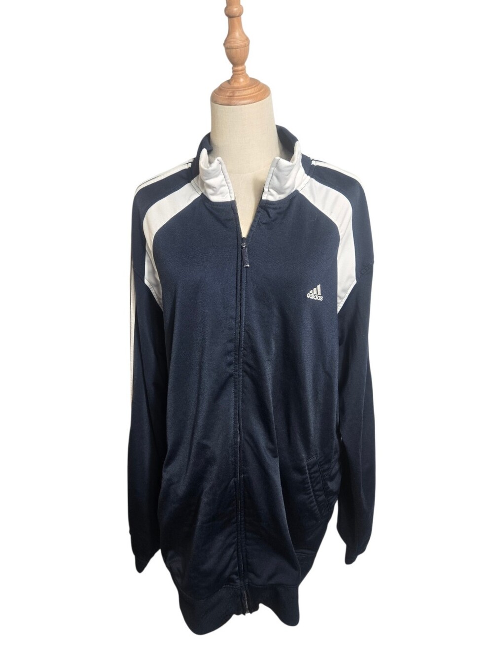 adidas Navy and White Performance Track Jacket